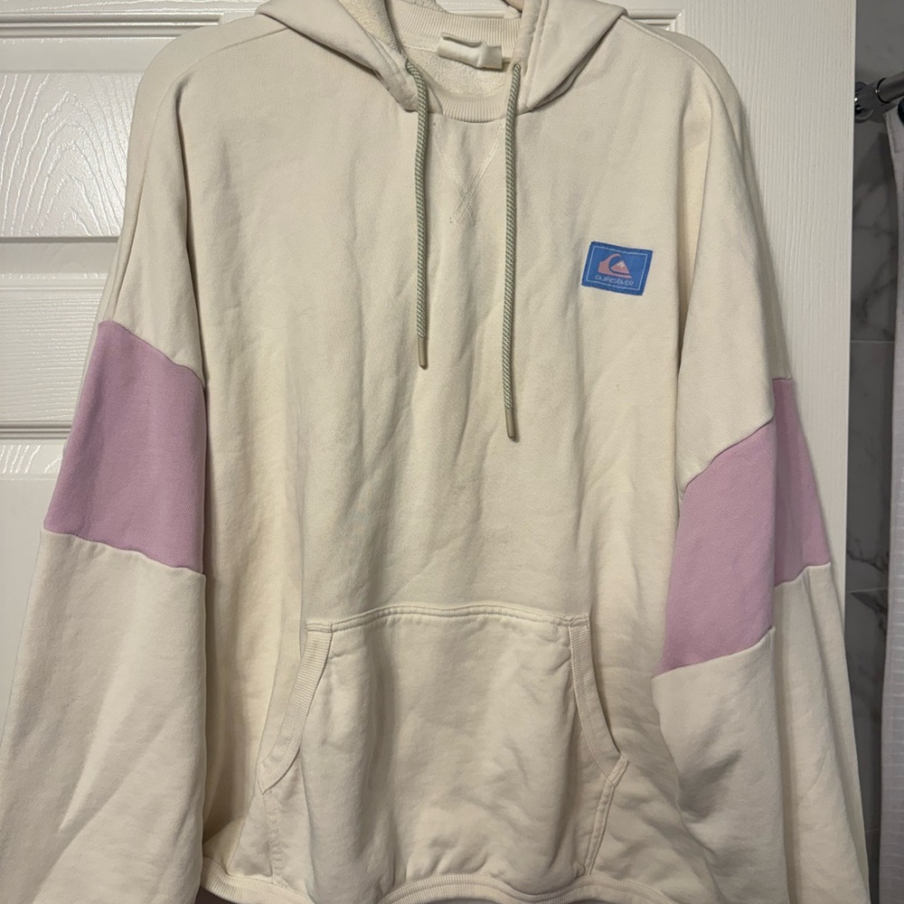 Quiksilver Off-White Hoodie with Lavender Accents